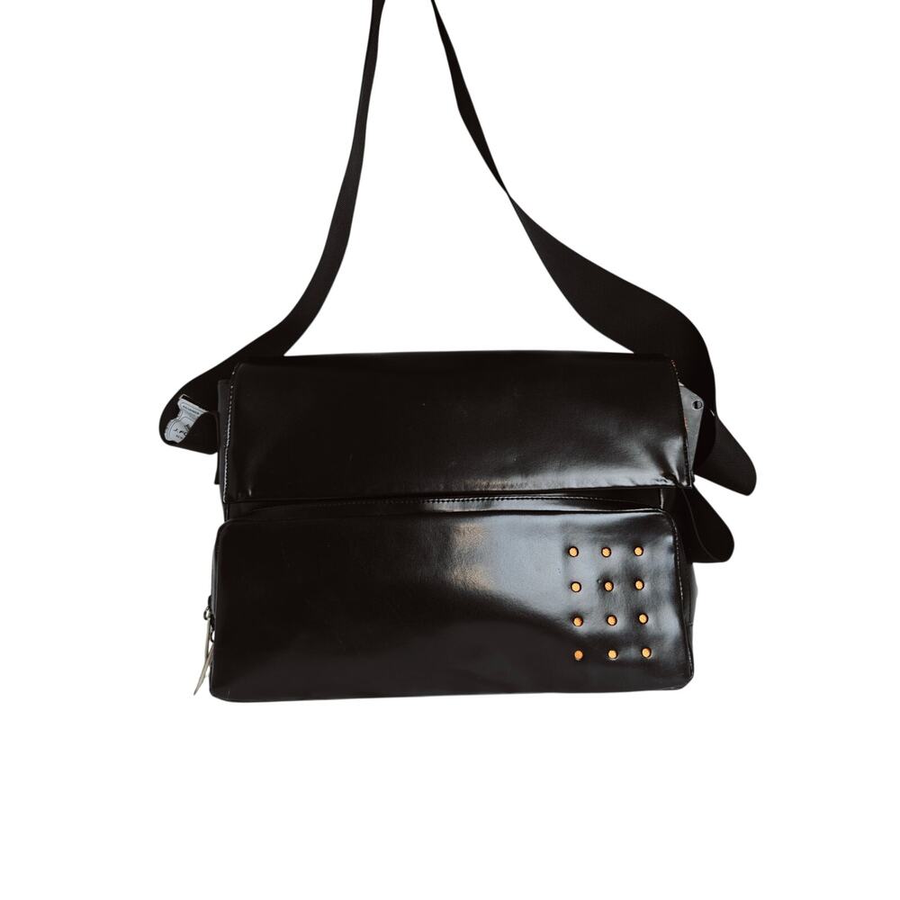 J.Fold J. Fold Black Leather Messenger bag Orange interior 2008